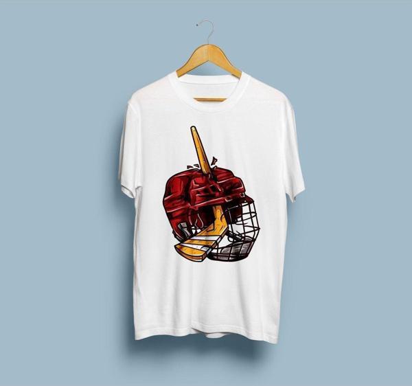 Oversize Hokey Stick and Helmet Tasarım Unisex T-shirt - Image 1