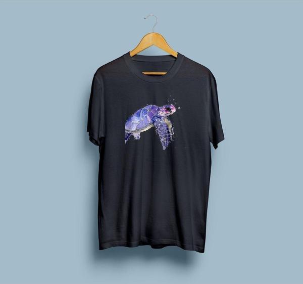 Oversize Mor Kaplumbağa Tasarım Unisex T-shirt - Image 1