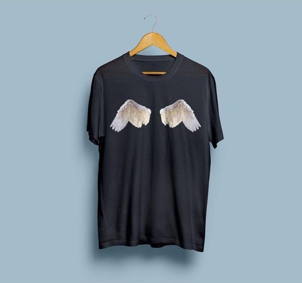 Oversize Melek Kanatları Tasarım Unisex T-shirt - Image 1