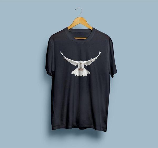 Oversize Güvercin Tasarım Unisex T-shirt - Image 1