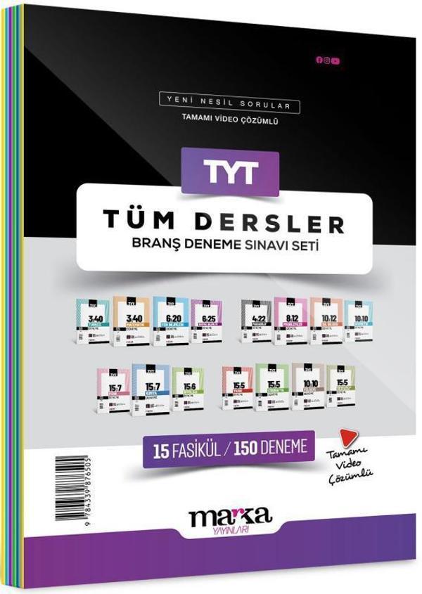 2025 TYT Tüm Dersler Branş Deneme Sınavı Seti 15 Fasikül 150 Deneme - Marka Yayınları - Image 1