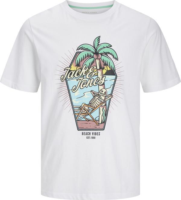 Jack&Jones Jjelıjah Tee Ss Crew Neck Erkek Beyaz Tshirt 12268472-01 - Image 1