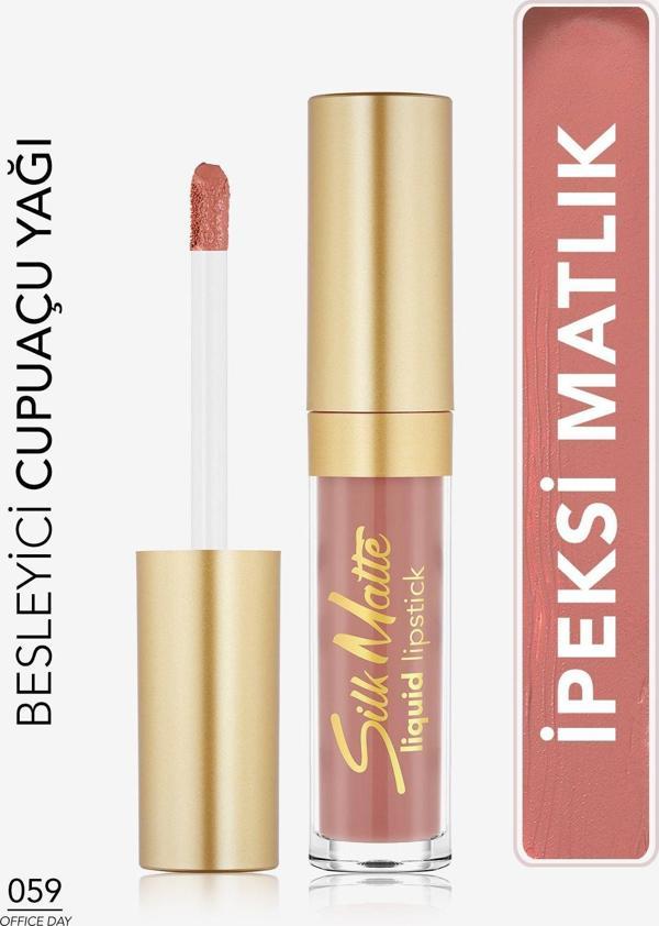 Flormar Silk Matte Yüksek Pigmentli & Mat Bitişli Nemlendirici Likit Ruj- 8682536076623- 59 Offıce Day - Image 1