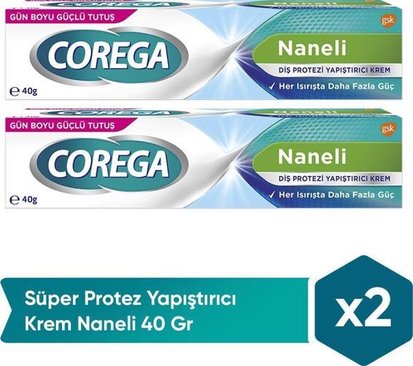 Corega Süper 3 Yönlü Tutuş Diş Protez Yapıştırıcı Krem Naneli 40 Gr - 2 Adet - Image 1
