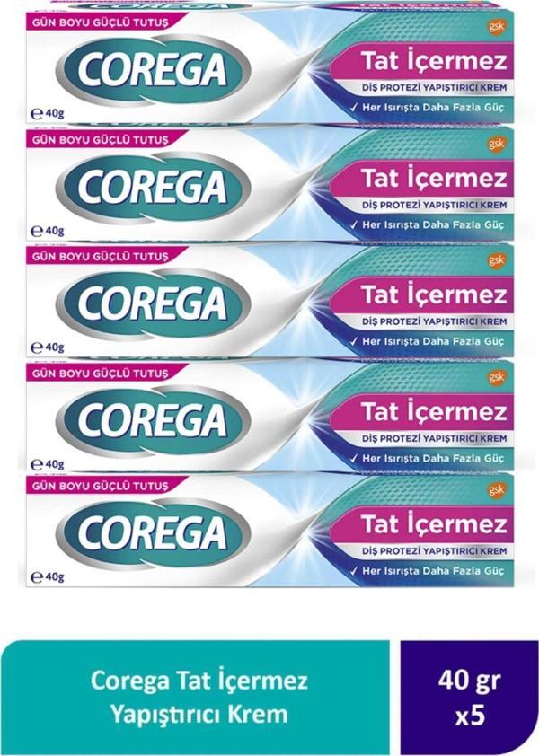 Corega Tat İçermez Diş Protezi Yapıştırıcı Krem 40G (5 Adet) - Image 1