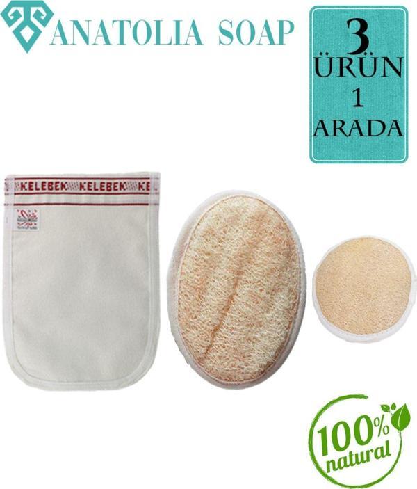 Anatolia Soap Doğal Kabak Lifi Yüz Ve Vücut Ayrıca Kelebek Kalın Kese Birlikte Muhteşem Üçlü - Image 1