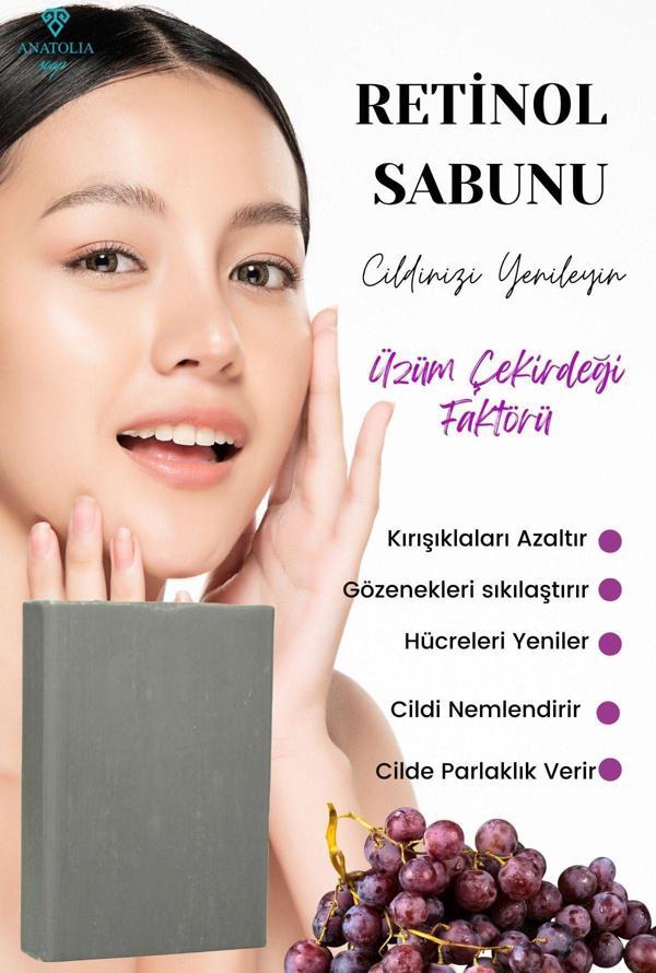 Anatolia Soap Retinage Retinol Sabunu Kırışıklık Karşıtı, Onarıcı Ceramide A Vitamini Yaşlanma Karşıtı Üzüm - Image 1