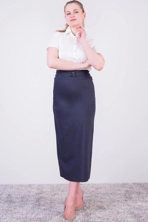 Kadın Mevsimlik Poliviskon Toka Detaylı Uzun Kalem Etek 2092/95 - Image 1