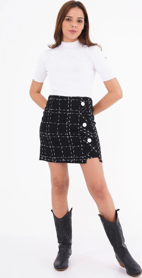 Kadın Tüvit Kumaş Mini Dokuma Etek 2189/45 - Image 1