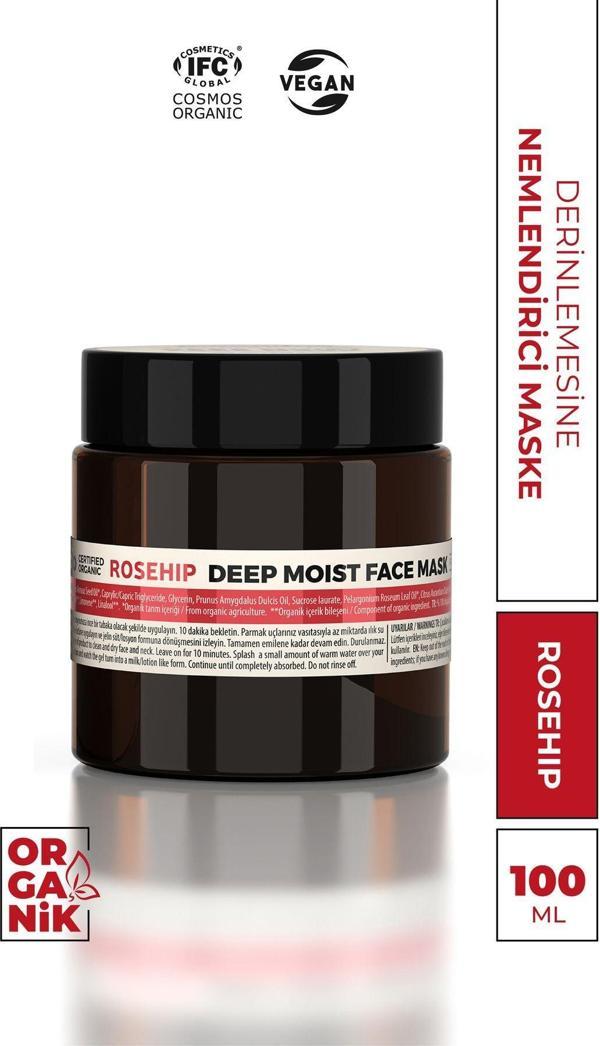 Monoibio Rosehip Organik Yüz Bakım Maskesi - Yorgun Donuk Mat Ciltler İçin Derinlemesine Nemlendirme 100 Ml - Image 1