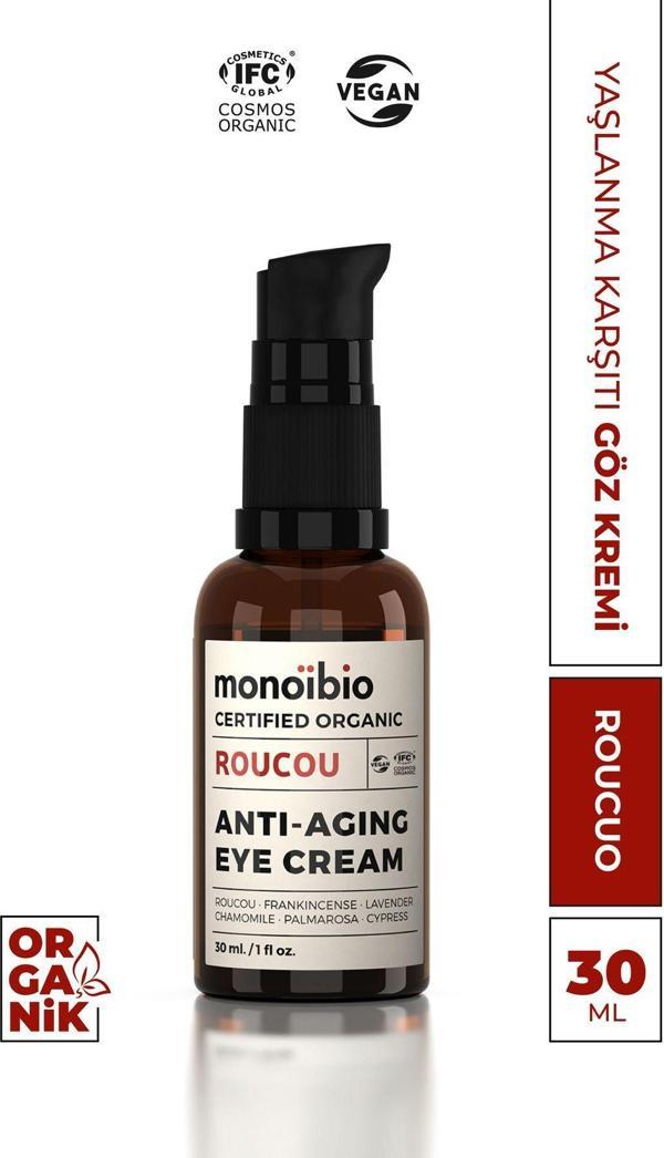 Monoibio Roucou Yaşlanma Karşıtı Göz Çevresi Kremi - Anti Aging Göz Altı Torbası Morluğu Kazayağı Kremi 30 Ml - Image 1