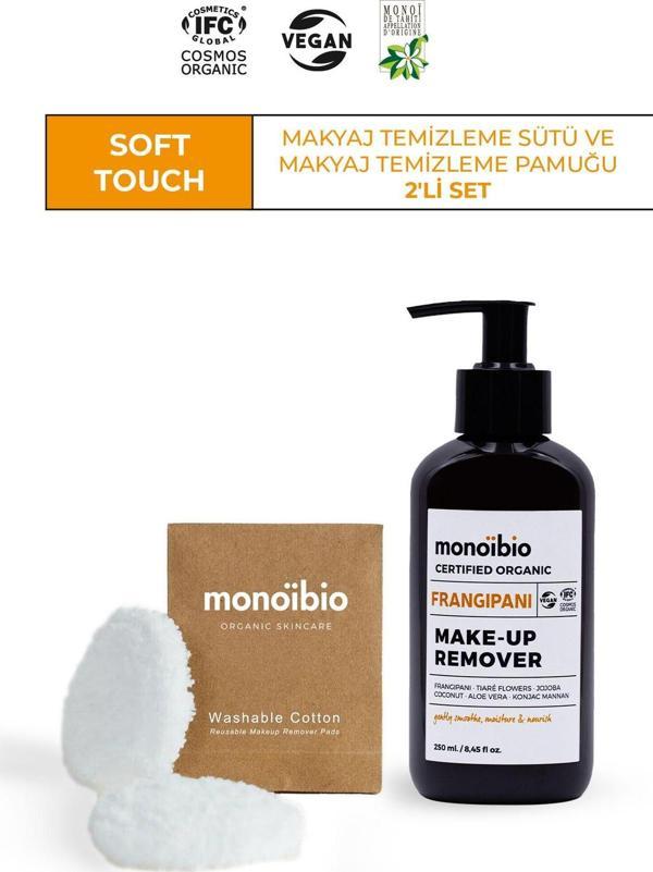 Monoibio Soft Touch Makyaj Temizleme Seti - Makyaj Temizleme Sütü Ve Makyaj Temizleme Pamuğu 2'Li Set - Image 1