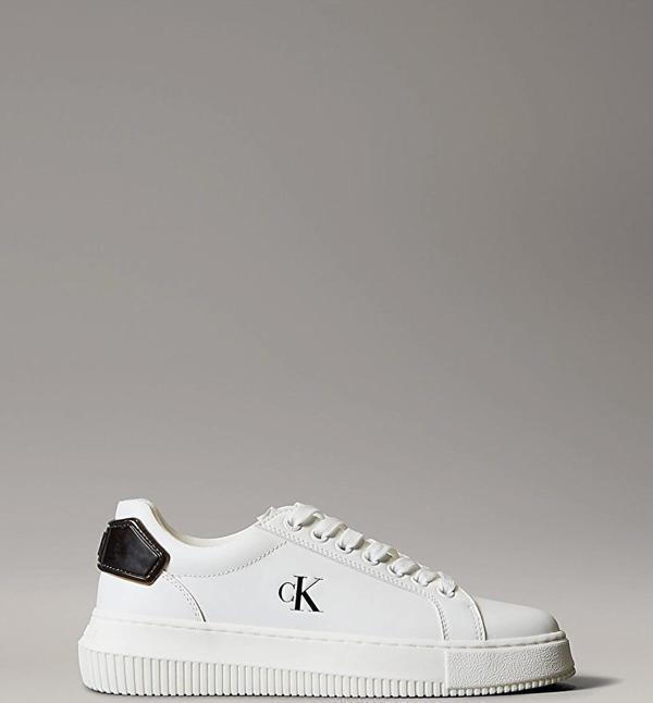 Calvin Klein Jeans Kadın Kalın Tabanlı Arma Detaylı Deri Beyaz Sneaker YW0YW01846-01W - Image 1