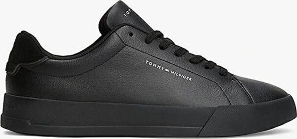 Tommy Hilfiger Erkek Deri Detaylı Kort Tarzı Siyah Sneaker FM0FM053670GJ - Image 1