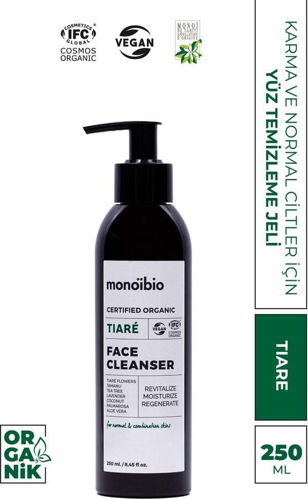 Monoibio Tiare Normal Karma Ciltlere Özel Organik Yüz Temizleme Jeli - Tüm Ciltler İçin Uygundur 250 Ml - Image 1