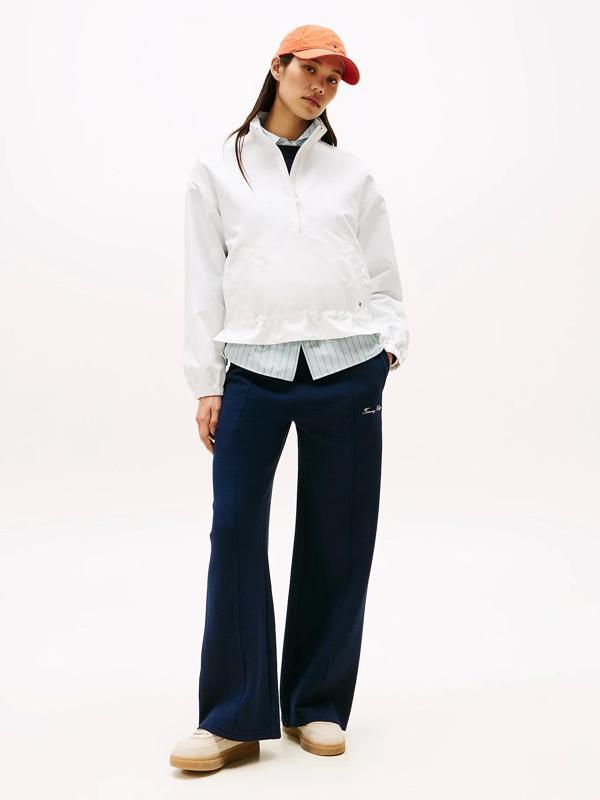 Tommy Hilfiger Kadın Yazı Baskılı Düz Paça Pike Mavi Eşofman Altı WW0WW45744C1G - Image 1