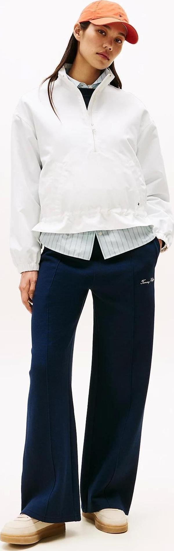 Tommy Hilfiger Kadın Yazı Baskılı Düz Paça Pike Mavi Eşofman Altı WW0WW45744C1G - Image 1