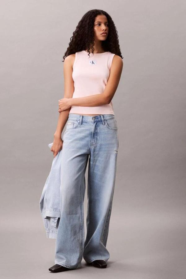 Calvin Klein Jeans Kadın Etiketli Pamuklu Fitilli Pembe Bluz LV047C201G-VI7 - Image 1