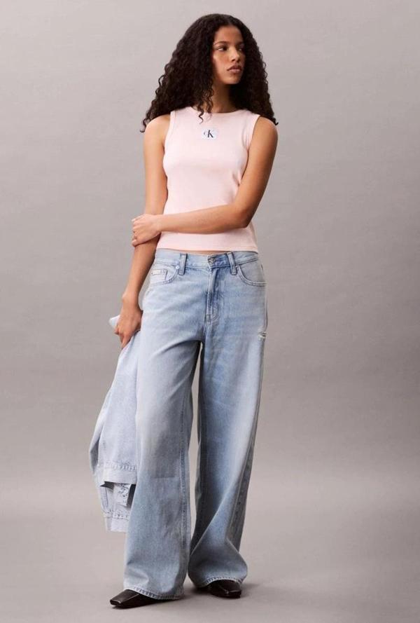 Calvin Klein Jeans Kadın Etiketli Pamuklu Fitilli Pembe Bluz LV047C201G-VI7 - Image 1