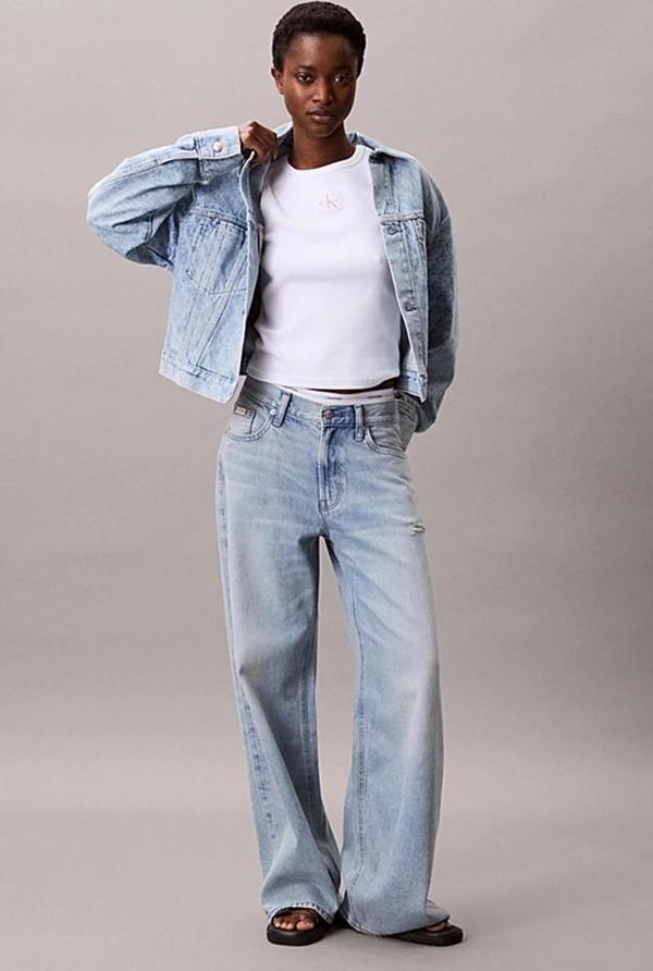 Calvin Klein Jeans Kadın Beli Büzgülü CK Logolu Mavi Ceket LV047C782G-X0S - Image 1