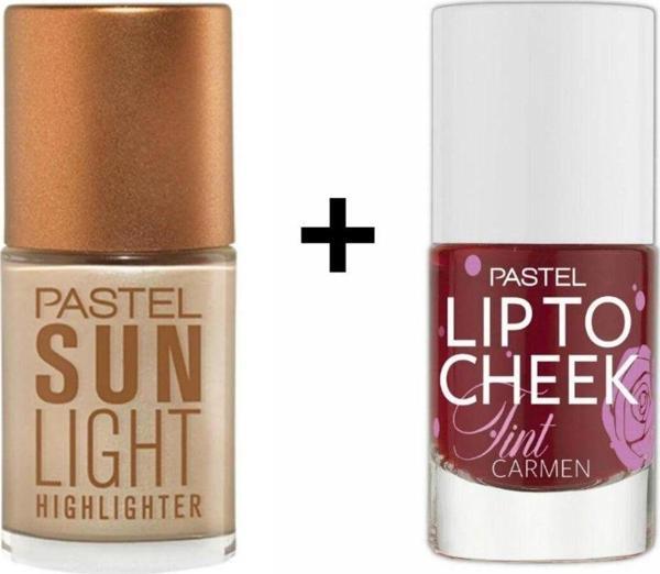 Pastel Lip To Cheek Tint Carmen Ruj,Allık Ve Sunlight Highlighter - Aydınlatıcı 101 - Image 1