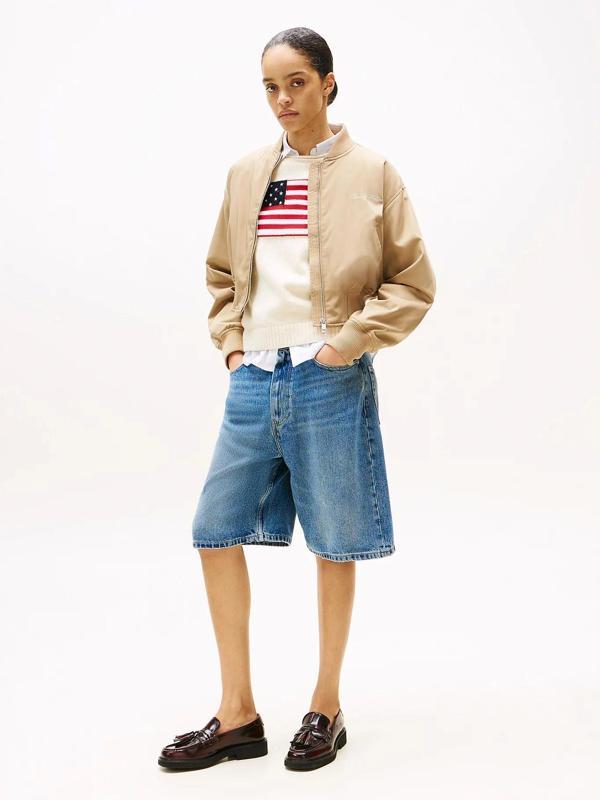 Tommy Hilfiger Kadın Naylon Normal Kesim Kısa Bej Bomber  Ceket WW0WW45634AEH - Image 1