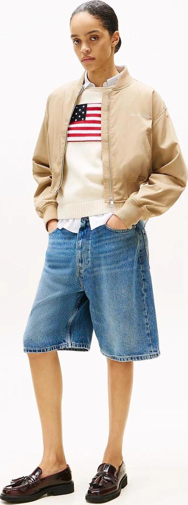 Tommy Hilfiger Kadın Naylon Normal Kesim Kısa Bej Bomber  Ceket WW0WW45634AEH - Image 1