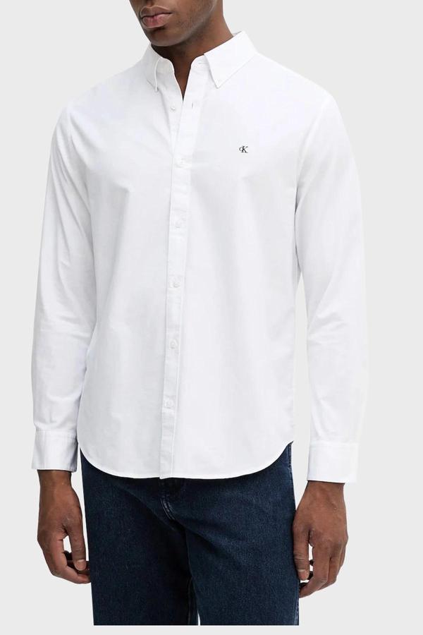 Calvin Klein Jeans Erkek Uzun Kollu Klasik Düz Oxford Beyaz Gömlek LV140EM125-YAA - Image 1