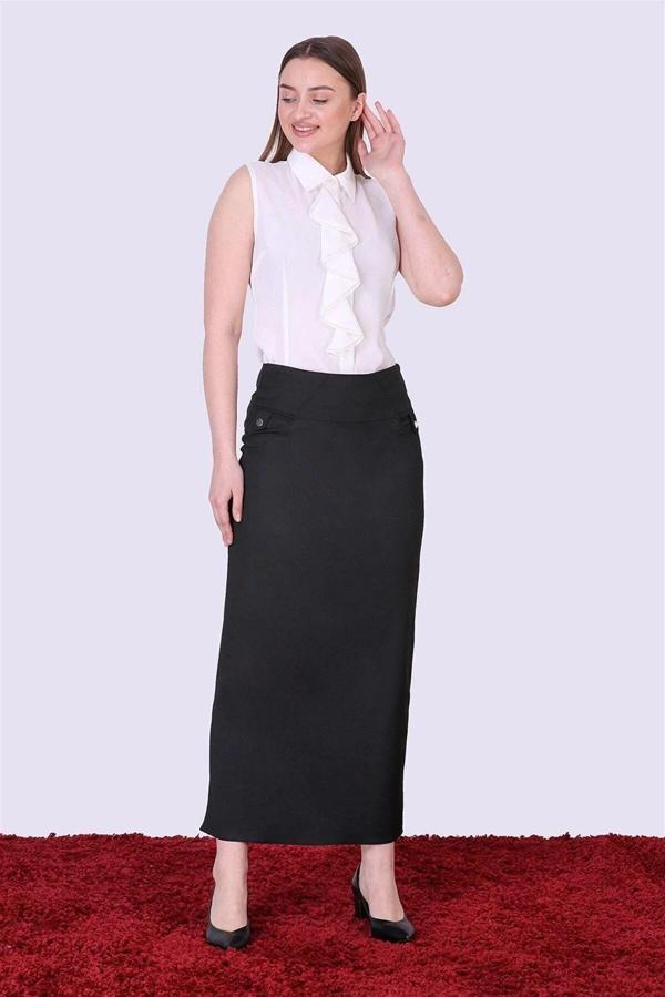 Kadın Mevsimlik Düğme Detaylı Uzun Tesettür Kalem Etek 2104/95 - Image 1