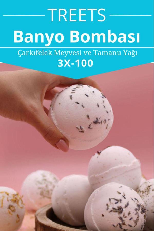 Treets Çarkıfelek Meyvesi Banyo Topu Manikür Ve Pedikür Boy, Nem Bombası, Banyo Bombası 3 Adet 100 Gr. - Image 1