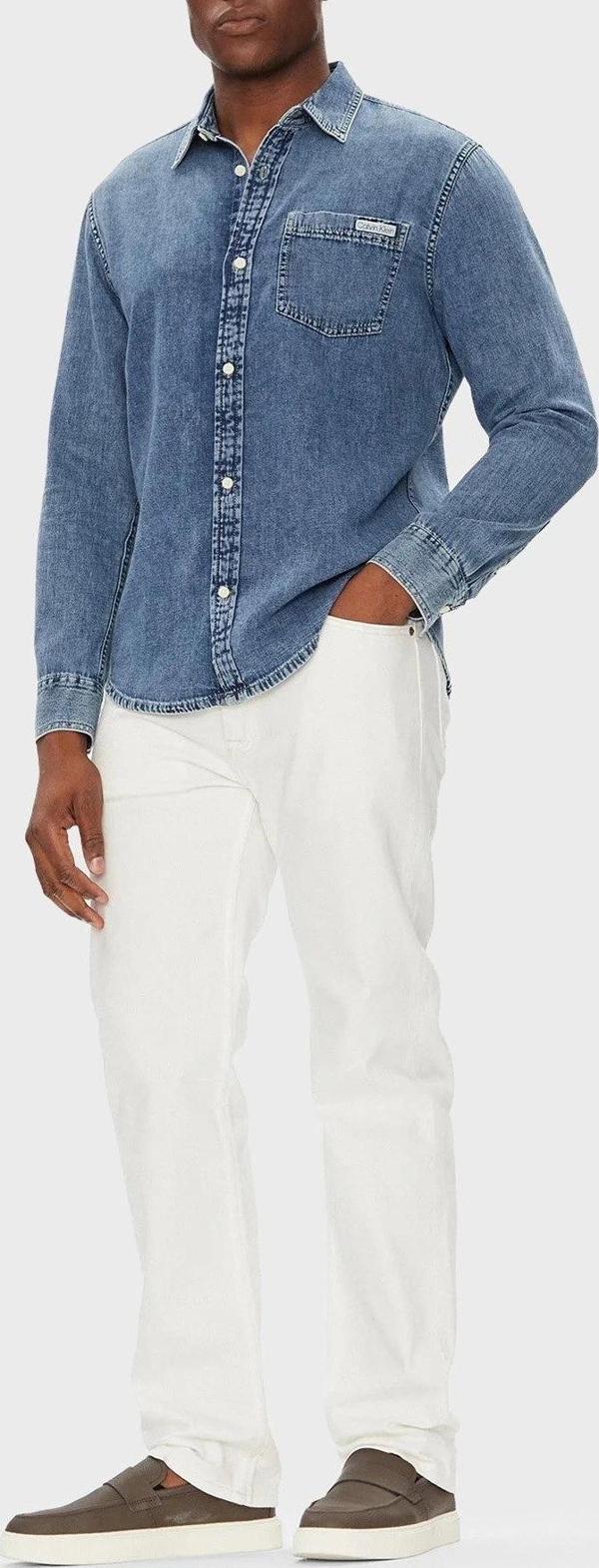 Calvin Klein Jeans Erkek Günlük Klasik Mavi Gömlek LV040EM774-WHZ - Image 1
