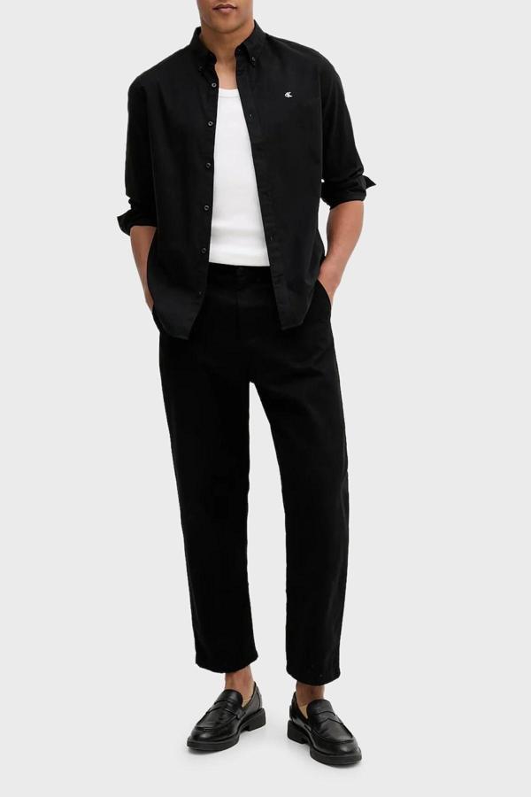 Calvin Klein Jeans Erkek Uzun Kollu Klasik Düz Oxford Siyah Gömlek LV140EM125-UB1 - Image 1