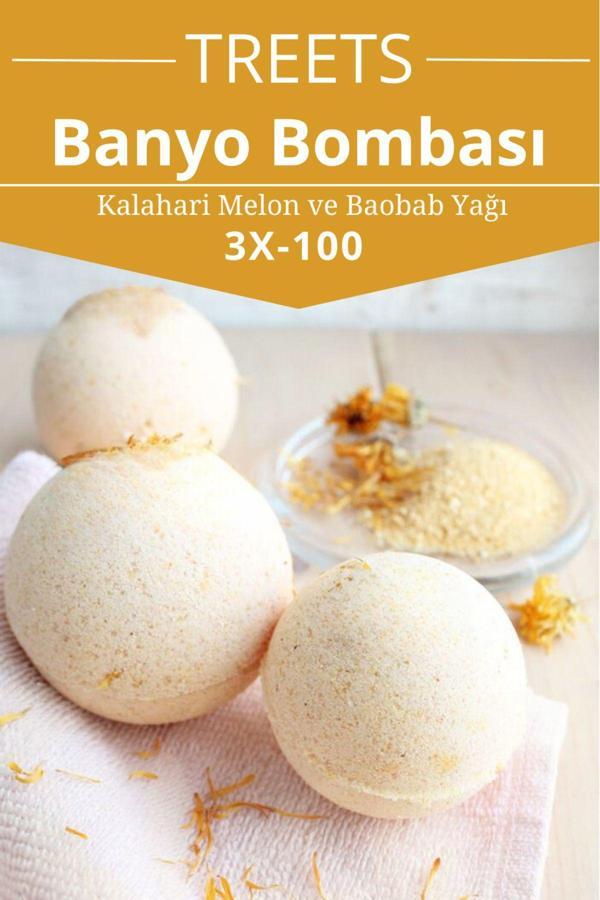 Treets Kalahari Melon Kavunu Banyo Topu Manikür Ve Pedikür Boy, Nem Bombası, Banyo Bombası 3 Adet 100 Gr. - Image 1