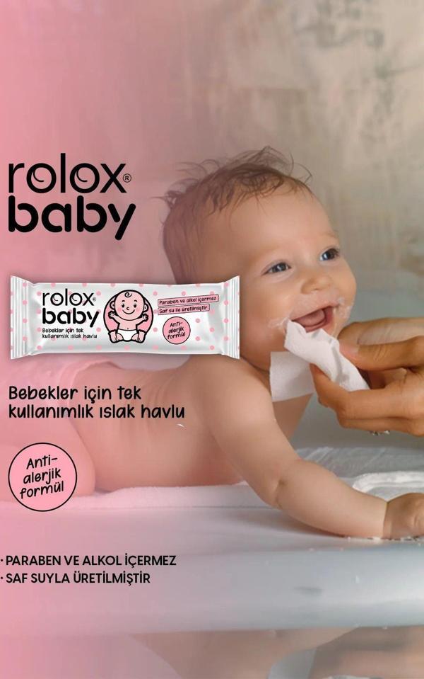 Rolox Baby - 25 Paket – Bebekler İçin Tek Kullanımlık Islak Havlu - Image 1