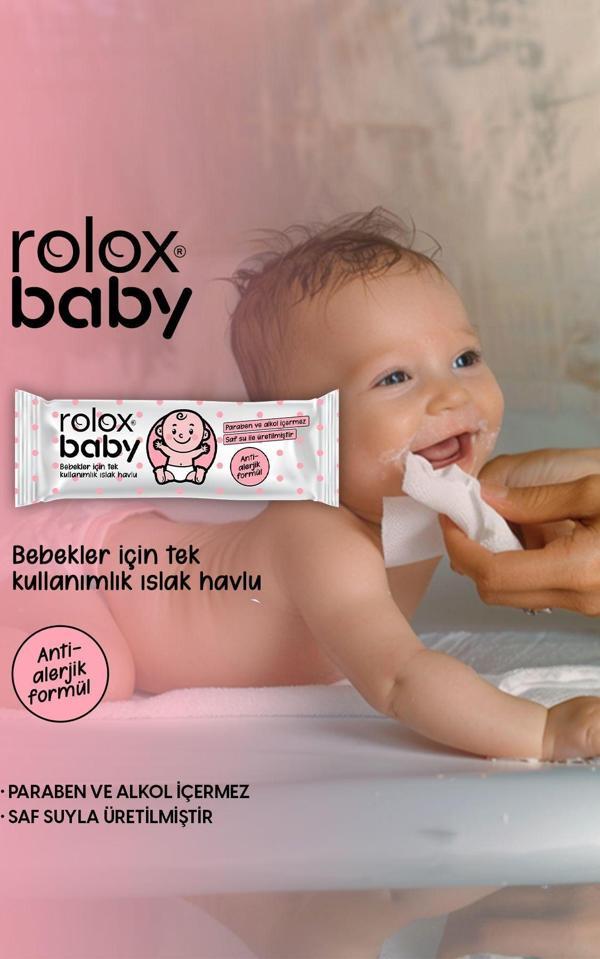 Rolox Baby - 50 Paket – Bebekler İçin Tek Kullanımlık Islak Havlu - Image 1