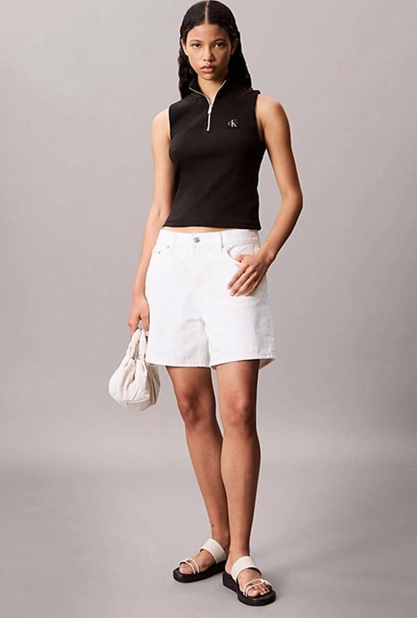 Calvin Klein Jeans Kadın Etiketli Kolsuz Yarım Fermuarlı Siyah Bluz LV047C909G-UB1 - Image 1