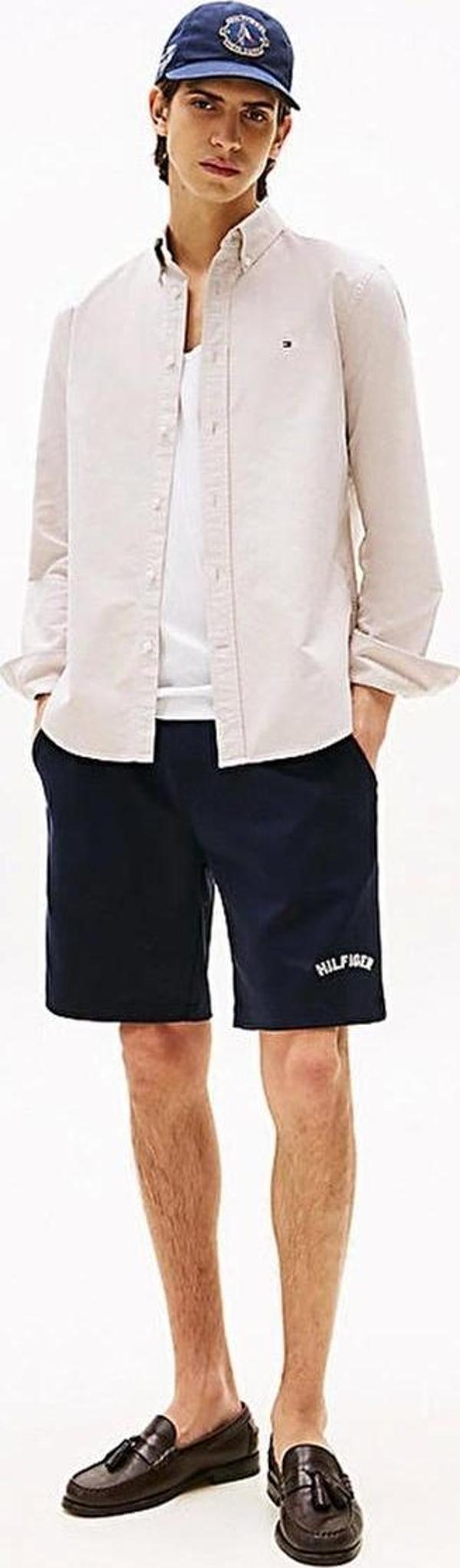 Tommy Hilfiger Erkek Normal Kesim Düz Renk Heritage Oxford Beyaz Gömlek MW0MW35774RBC - Image 1