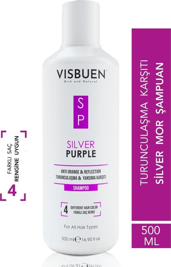 Visbuen Silver Mor Şampuan Turunculaşma Ve Yansıma Karşıtı Sarı Platin Gri Beyaz Kumral Saçlar İçin - Image 1