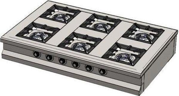 CSA Karacasan Set Üstü Altılı 6 Gözlü Doğalgazlı Ocak 150x100x25cm - Image 1