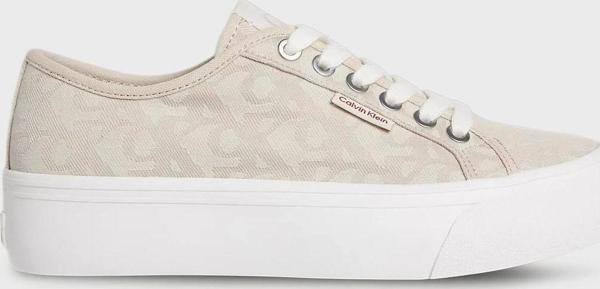 Calvin Klein Jeans Kadın Jakarlı Düz Platform Bej Sneaker YW0YW01965-0GA - Image 1