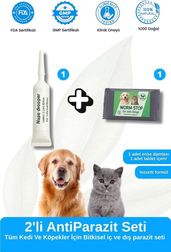Vet Advice Kedi Köpek Iç Dış Tablet Damla Deri Tüy Bitkisel Parazit Bakım Seti - Image 1