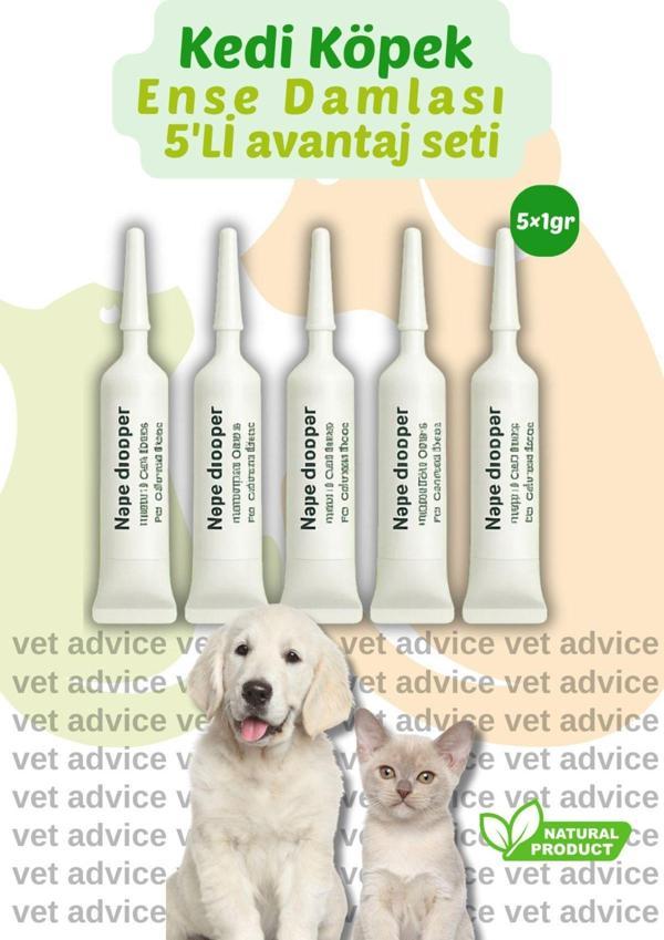 Vet Advice Kedi Köpek Iç Dış Deri Tüy Bakım Damlası Parazit Bitkisel 5'Li Tüp Set - Image 1