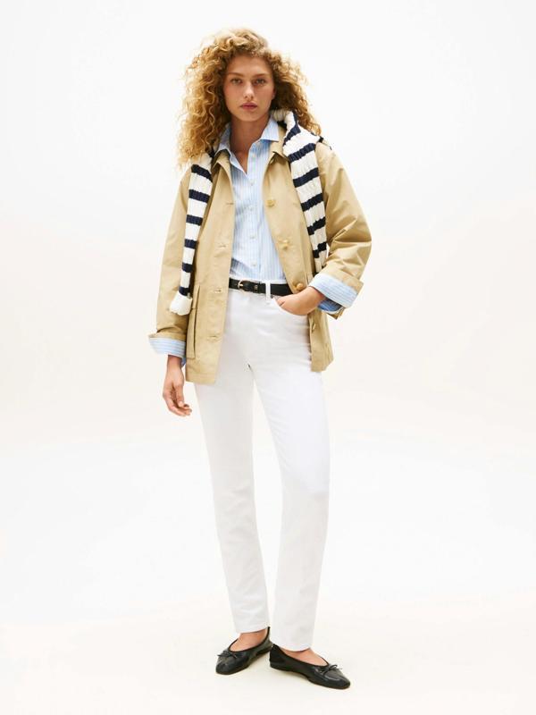 Tommy Hilfiger Kadın Pamuklu Naylon Normal Kesim Bej Safari  Ceket WW0WW45620AEX - Image 1