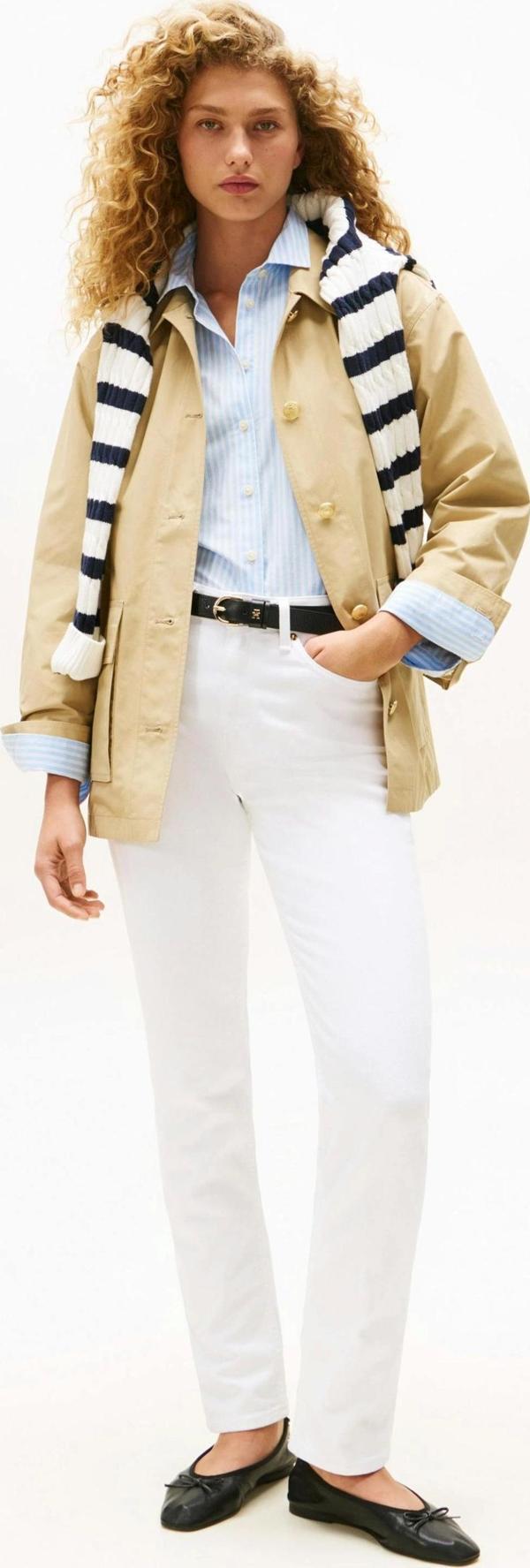 Tommy Hilfiger Kadın Pamuklu Naylon Normal Kesim Bej Safari  Ceket WW0WW45620AEX - Image 1