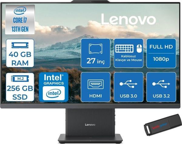 Lenovo Ideacentre Aıo 27IRH9 Intel Core I7-13620H 40GB Ddr5 256GB SSD 27'' Fhd 300NITS IPS Freedos Allınone Bilgisayar LF0HM00EUTRF16+ZETTAUSBBELLEK - Image 1