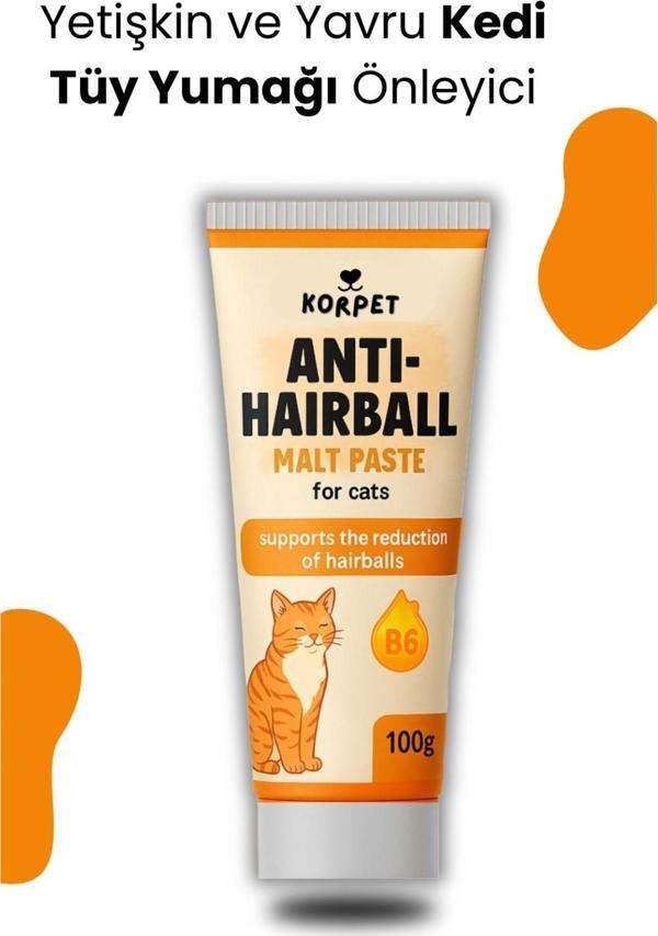 Korpet Anti Hairball Yetişkin Ve Yavru Kediler İçin Tüy Yumağı Önleyici Malt Paste Macun 100 Gr - Image 1