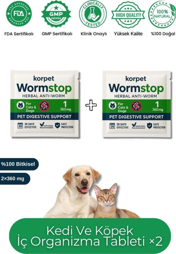 Korpet Kedi Köpek Iç Dış Anti Parazit 2'Li Tablet Paketi Bitkisel Formül - Image 1