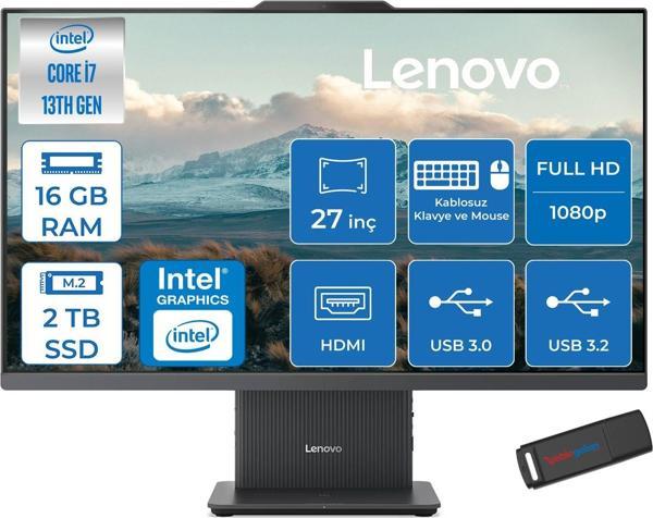 Lenovo Ideacentre Aıo 27IRH9 Intel Core I7-13620H 16GB Ddr5 2tb SSD 27'' Fhd 300NITS IPS Freedos Allınone Bilgisayar LF0HM00EUTRF04+ZETTAUSBBELLEK - Image 1