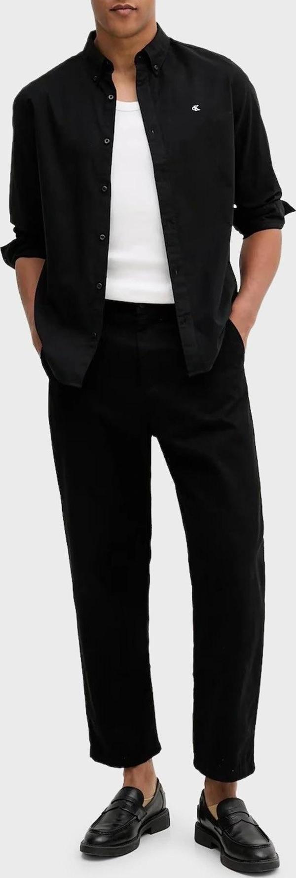 Calvin Klein Jeans Erkek Uzun Kollu Klasik Düz Oxford Siyah Gömlek LV140EM125-UB1 - Image 1