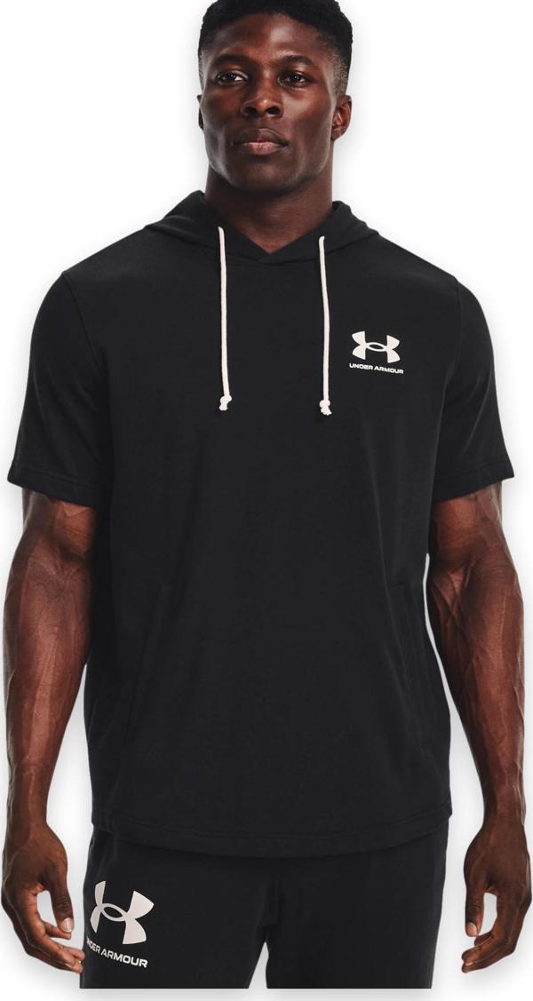 Under Armour 1370396 Ua Rival Terry Lc Ss Hd Siyah Erkek T-Shirt - Image 1
